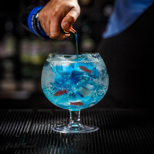 Final Touch Fishbowl Glass - Extra Large Unique Drinking Cup for Oversized Margaritas, Daiquiris, Blue Lagoons - 44 Oz Fun Drinkware with Thick St...