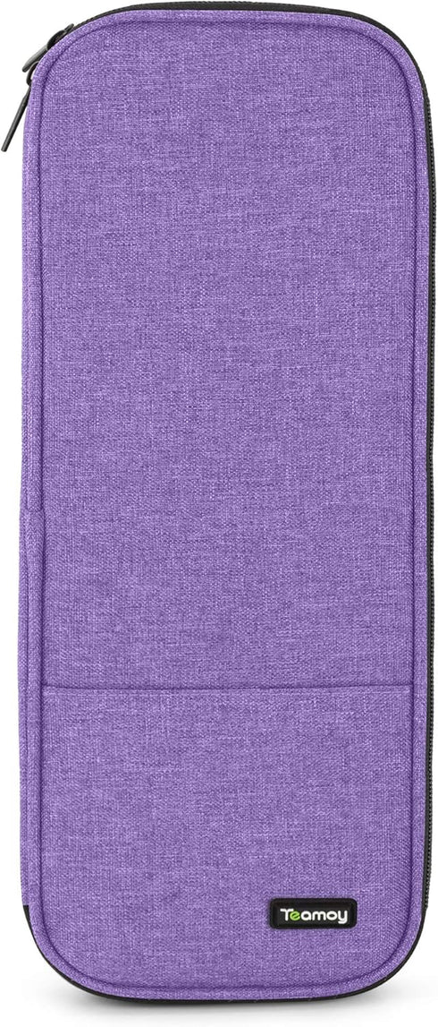 Teamoy Knitting Needles Case (Up to 14''), Travel Organizer Storage Bag for Knitting Needles, Tunisian Crochet Hooks and Accessories, Purple...