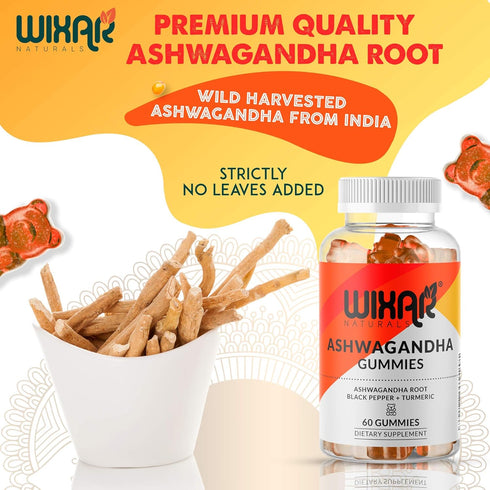 Ashwagandha Gummies with Turmeric and Black Pepper Extract - Herbal Gummy Supplement - 60 Gummies...