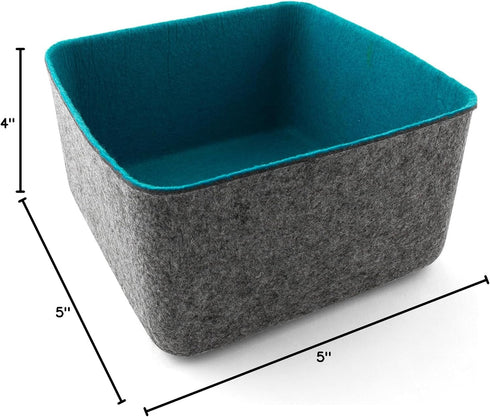 Three by Three Seattle Felt·Like·It! 5x5x4 Inch Felt Storage Bin for Office, Craft Room, Classroom, Living Room, Bedroom Storage (Blue)...
