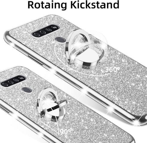 nancheng for LG K51 / LG Reflect/LG Q51 Phone Case Girls Women Cute Glitter Luxury Silicone Shockproof Protective Cover with Ring Stand & Strap - ...