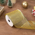 1 Roll 4 Inch Wide 10 Yd Gold Glitter Wired Ribbon, Metallic Gold Mesh Wired Edge Ribbon for Christmas Tree Décor, Gift Wrapping Box, Bows, Wreath...