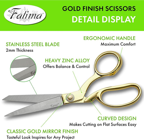 Szco Supplies Professional Heavy-Duty Fabric Scissors for Tailoring with Gold Finished Handle...