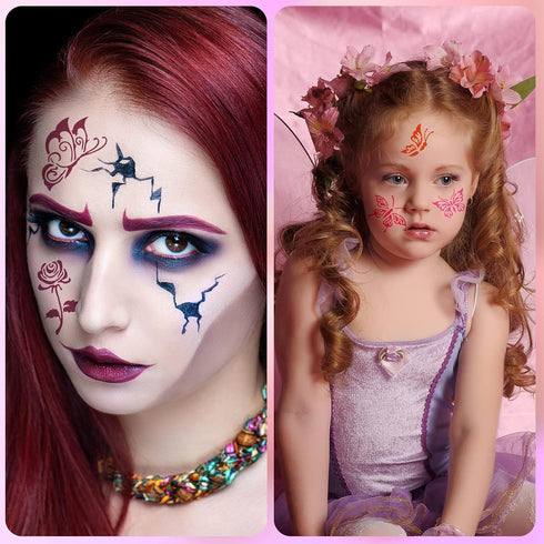 Chinco 24 Pieces Face Paint Stencils Face Body Painting Stencils Tattoo Painting Templates Face Tracing Stencils for Kids Holiday Halloween Makeup...