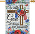With God All Things are Possible July 4th Patriotic Decorative House Flag, American Religious Cross Anemone Flower Home Yard Garden Outdoor Decor,...
