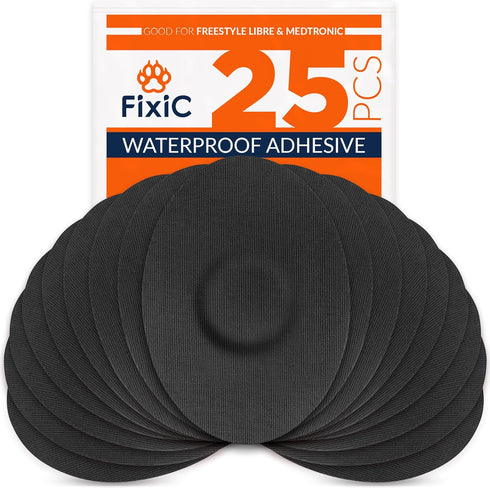 FixiC Freestyle Adhesive Patches 25 PCS – Good for Libre 1, 2, 3 & Plus – G7 & Stelo – Guardian – Waterproof Adhesive Patches – Libre Adhesive Cov...