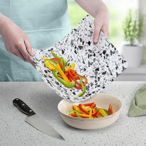 Cut N' Funnel Terrazzo Designer Flexible Plastic Cutting Board Mat 15" x 11.5", Made in the USA, Decorative, Flexible, Easy to Clean...