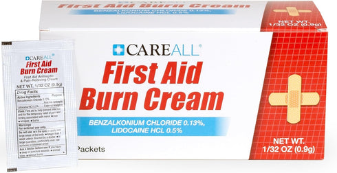 CareAll First Aid Burn Cream 0.9g Packets (Pack of 144) Pain Relieving First Aid Cream for Temporary Relief of Pain from Minor Burns, Cuts, and Sc...