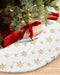 COOLWUFAN 48 Inches Christmas Tree Skirt for Xmas Tree Holiday Party Decoration White Plush Gold Sequin Snowflake (Gold)...