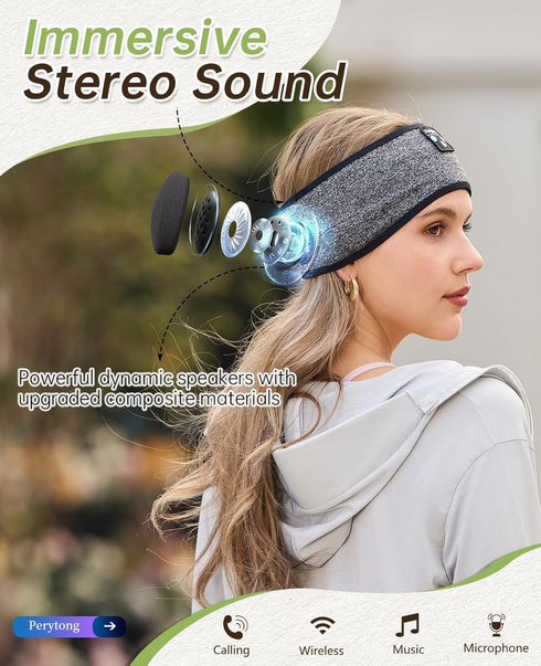 Sleep Headphones Headband - Sleeping Headphones for Side Sleepers - Music Headphones Comfortable Headband with Ultra-Thin HD Stereo Speaker for Wo...