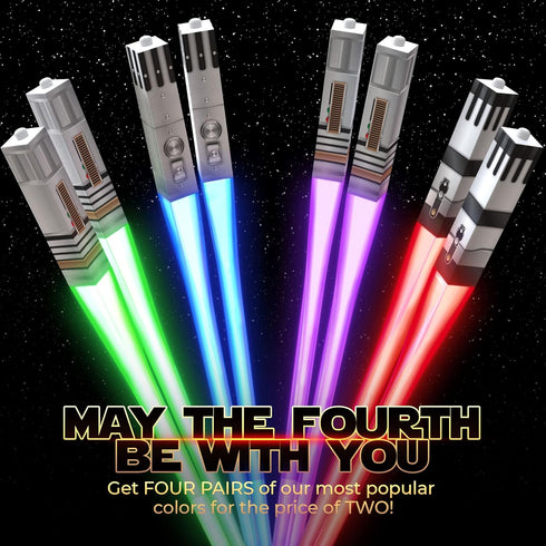 LIGHTSABER CHOPSTICKS LIGHT UP STAR WAR CHOPSTICK LED Glowing Light Saber Chop Sticks REUSABLE Sushi Sabers Cool Fun Geeky STARWAR Chop Stick Set ...