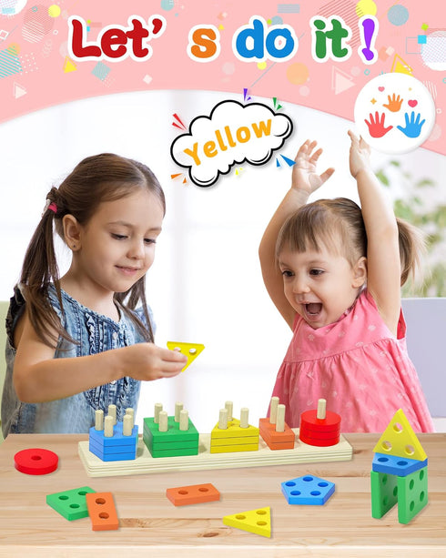Montessori Toys for 1 2 3 Years Old Boys Girls Birthday Gifts, Wooden Sensory Toys for Ages 2-4 Toddlers Kids Baby, Toddler Learning Toy Activitie...