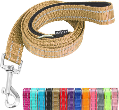 Reflective Nylon Dog Leash for Walking,Strong Dog Leash with Padded Handle for Medium and Large Dogs,4 FT,Camel...