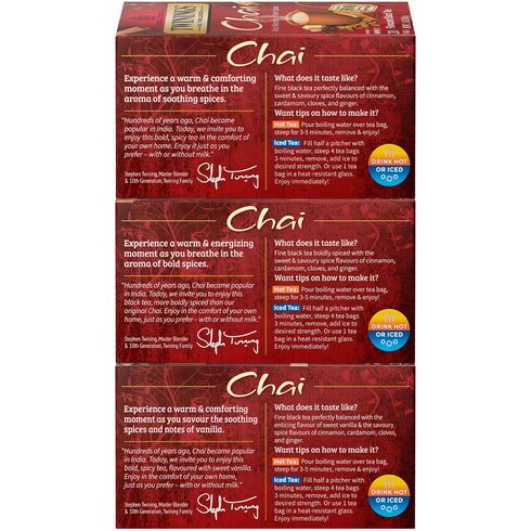 Twinings Chai Tea Variety 3-Pack – Chai, Ultra Spice Chai, and French Vanilla Chai, Caffeinated Black Tea Bags, 20 Count Each...