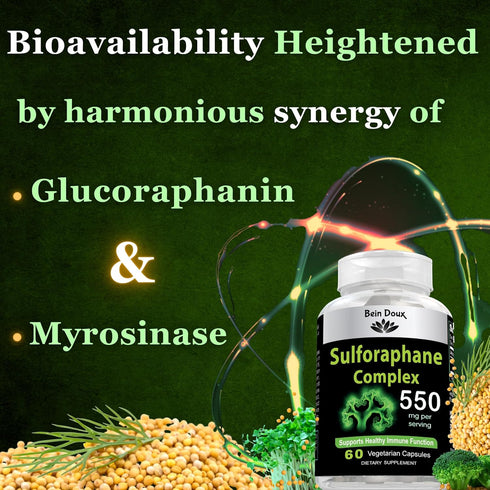 550mg Sulforaphane Supplement with Glucoraphanin and Myrosinase | Broccoli Supplement - Complete NRF2 Activator, Powerful Antioxidant & Cellular H...