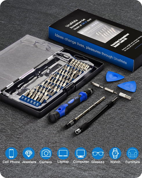 UnaMela Electronics Precision Screwdriver Set: 61 in 1 Small Magnetic Repair Tool Kit Mini Screw Driver with Case for Computer, Laptop, PC, Camera...