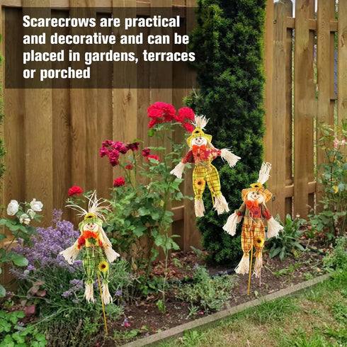 IFOYO 3 Pack Fall Harvest Scarecrow Decorations 15.75 Inch Scarecrows for Garden, Home, Yard, Porch, Thanksgiving Decor...