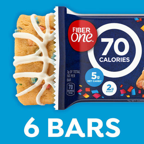 Fiber One 70 Calorie Soft-Baked Bars, Birthday Cake, Snack Bars, 6 ct...