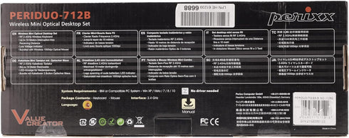 Perixx PERIDUO-712B ES Wireless Keyboard and Mouse Combo - Black - Español QWERTY...