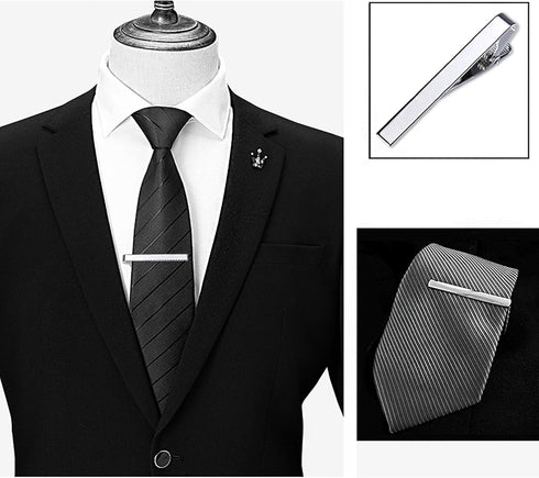 Classic Style Men's Tie Clips, Viaky Neck Ties Necktie Bar Pinch Clip with Gold Silver Black 3 Tone, Best Gifts for Your Father, Lover and Friends...