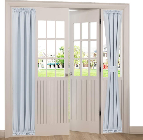Aquazolax Rod Pocket French Door Curtain Drapes - Blakout Door Panel 25x72-Inch Premium Window Treatment Coverings for Glass Door - 1 Panel, Greyi...