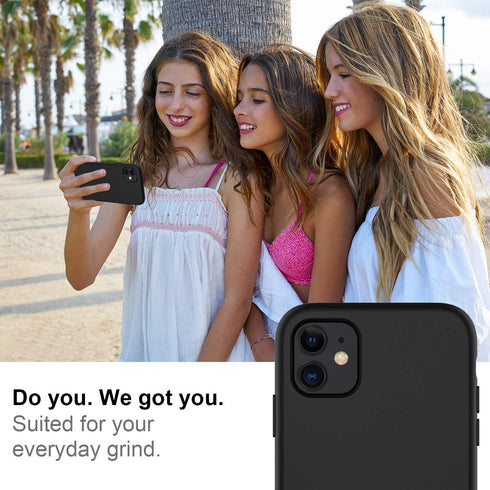 DEENAKIN Compatible with iPhone 11 Case with Screen Protector, Silicone Gel Rubber Bumper Cover,Slim Fit Shockproof Protective Phone Cover Black...