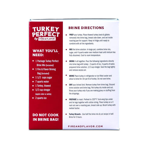 Turkey Perfect by Fire & Flavor All-Natural Herb Brine Kit, Brine & Bag Included, 12oz...