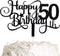 Black Glitter 50th Birthday Cake Topper, Happy 50th Birthday Cake Topper, 50th Birthday Party Decorations...