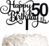 Black Glitter 50th Birthday Cake Topper, Happy 50th Birthday Cake Topper, 50th Birthday Party Decorations...