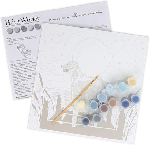 Dimensions PaintWorks 73-91857 Moonrise Dog Animal Paint by Number Kit for Adults and Kids, 11" x 11", Multicolor, 12pcs...