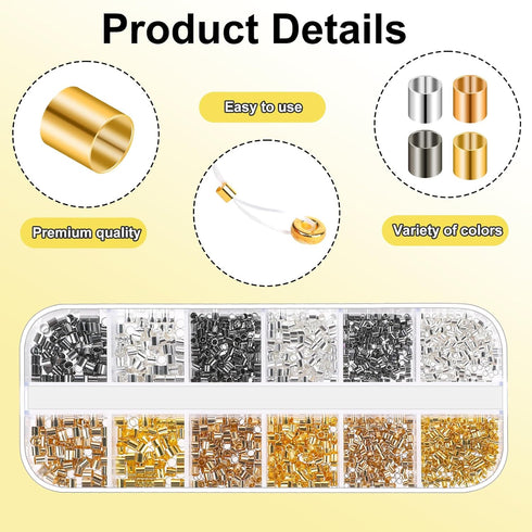 2200PCS Jewelry Crimp Beads Crimp Tubes with Crimping Pliers Crimping Beads for Jewelry Making Beading Supplies Jewelry Making Tools for Earring N...
