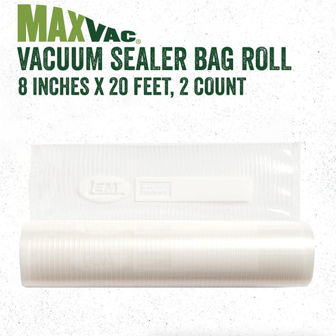 LEM MaxVac 2-Piece Vacuum Bag Rolls 8" x 20'...