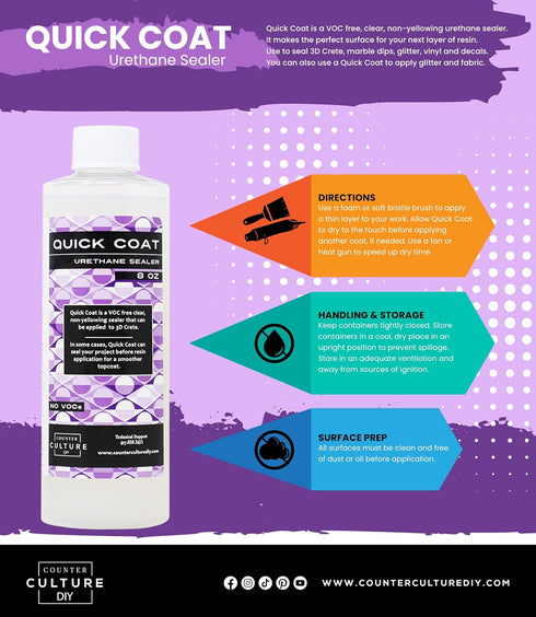 Counter Culture DIY Clear Quick Coat Sealer for Resin Art, 4 oz bottle Epoxy Supplies for Coating & Casting, Tumblers, Keychains, Jewelry, No VOC ...