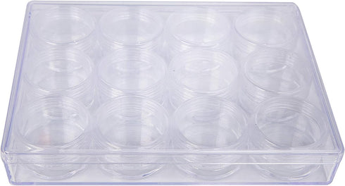 The Beadsmith Personality Case - Clear Storage Organizer Box – 6.4 x 4.8 x 1 inches - includes 12 Small Containers with lids - 1.5 x 0.8 inches, B...