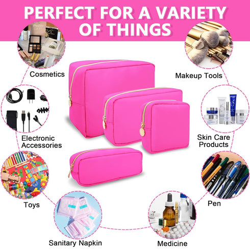Waterproof Small Makeup Bag Pouch for Purse,Nylon Travel Toiletry Storage Bag Cute Preppy Cosmetic Bag for Women Girl,Waterproof Makeup Organizer ...