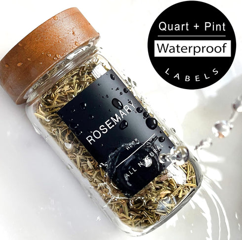 160 Spice Jar Labels: Minimalist Matte Black Sticker White Text. Waterproof Stickers. Organization for Jars Bottles Containers Bins. Storage Rack ...