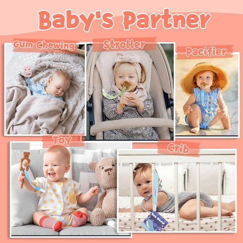 Babygoal Girl Pacifier Clips, 6 Pack Solid Color Pacifier Holder Clips for Boys and Girls Fits for Most Pacifier Styles and Baby Gift 6MP23...