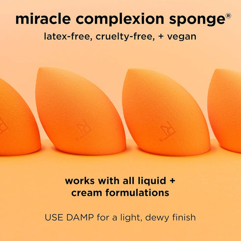 Real Techniques Miracle Complexion Sponge Set 4 Pack, Makeup Blender Sponge For Liquid & Cream Makeup, Buildable Coverage, Foundation Sponge For N...