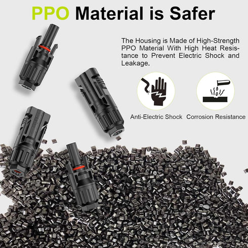 10 Pairs Solar Connector (10AWG), 20Pcs Solar Panel Cable Connectors Adapter Male/Female IP68 1000V 30A 10AWG 12AWG 14AWG Waterproof Dustproof Con...