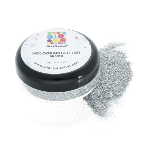 BlackSherbet Hologram Glitter (10 grams) for Gourmet Dessert, Cakes, Cupcakes, Decorating, Cookies, Cake Pops, Fondant (Silver)...