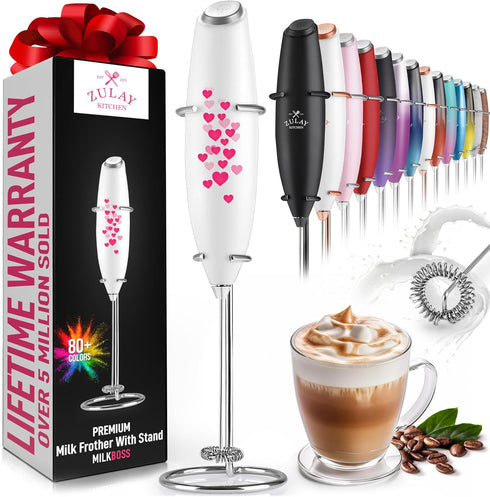 Zulay Kitchen Powerful Milk Frother Wand - Ultra Fast Handheld Drink Mixer - Electric Whisk Foam Maker for Coffee, Lattes, Cappuccino, Frappe, Mat...