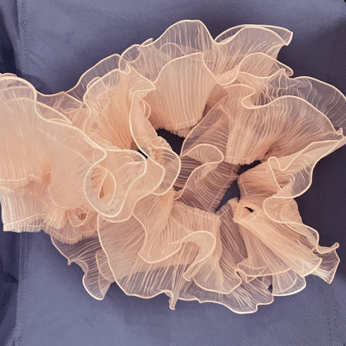 3 Yards Ruffle Pleated Chiffon Trim Two Layer Trimmer Dress Bag Decoration Tulle Fabric Applique Craft Sewing (Peach)...