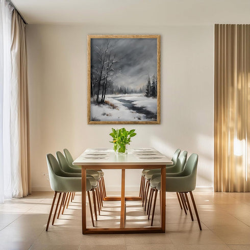 Posterizer 1 pcs-beautiful scenary of snowy winter in oil painting style-10-Landscape & Nature Art-GIft for Men Women Teens-Dining Room Decor- unf...