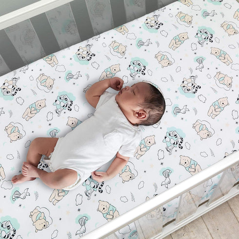 Lambs & Ivy Disney Baby Winnie The Pooh Hugs White Fitted Crib Sheet...