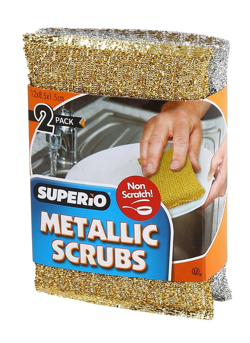 Gold and Silver Kitchen Sponge Scrubber, Heavy Duty Metallic Sink, Pot, Dish Washing Scrubber Non-Scratch, Non-Metal, Kosher Sponge, Pack of 12 (S...
