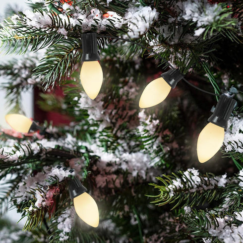 25 Pack C7 White LED Replacement Bulbs, 0.6 Watt White Ceramic Indoor Night Light Bulbs, E12 Base C7 Christmas String Light LED Bulbs for Wedding,...