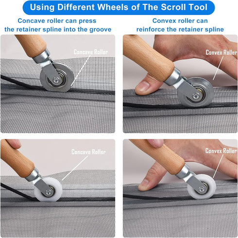 BAYTORY Upgrade Window Screen Repair Kit, Steel/Nylon Roller Tool with Bearing, Spline Removal Hook, 32ft Retainer Spline and 12pcs Screen Clips R...