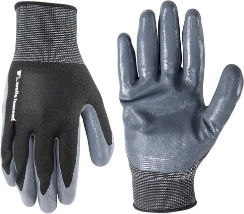 Wells Lamont Men's Coated Grip Work Gloves, Nitrile Coating, Medium (546M) , Black...