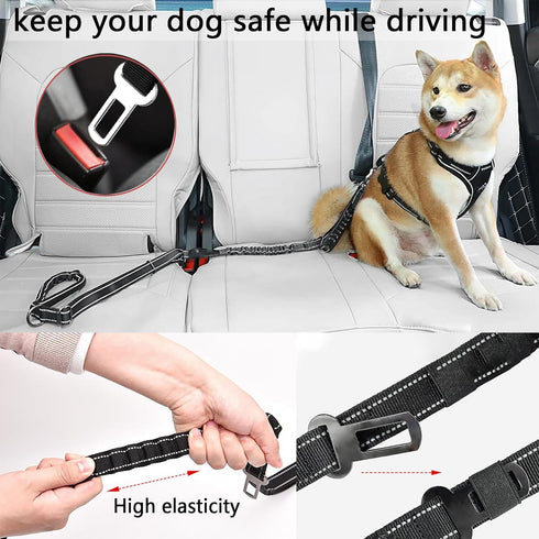 Heavy Duty Dog Leash, 4-5.5FT No Pull Shock Absorbing Dog Leash Reflective Dog Walking Training Leash Bungee Dog Leash with 2 Padded Handles for M...