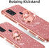 nancheng for Samsung Galaxy A21S Phone Case Cute Girls Women Glitter TPU Cover with Ring Stand & Strap Lanyard Shockproof Protection Case - Rose G...